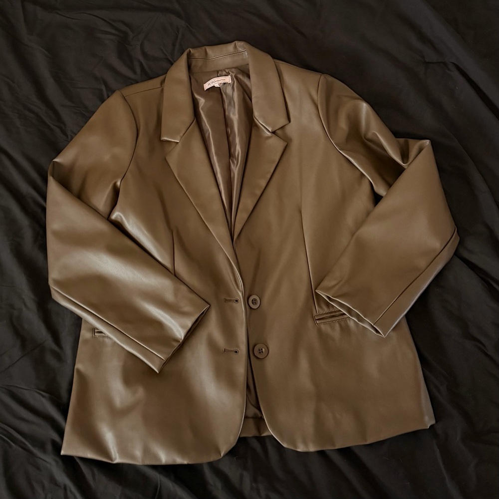 BCBGeneration Brown Faux Leather Blazer